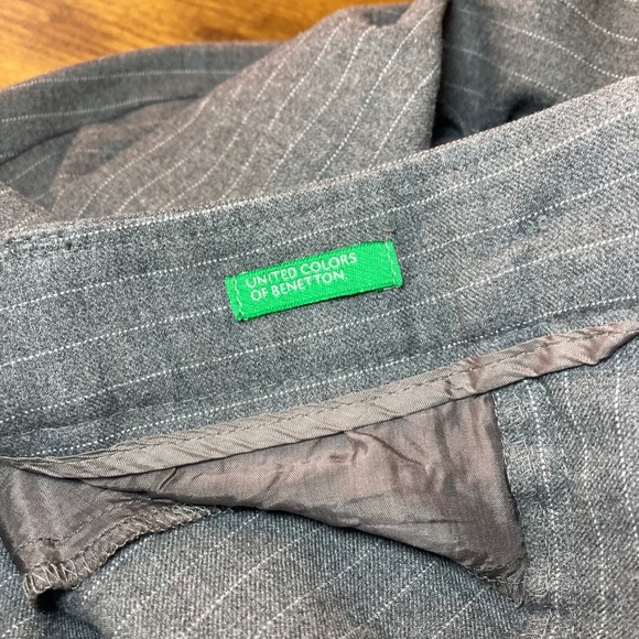 United Colors of Benetton Women Gray Pinstripe Straight Leg Dress Pants 30" Read - Picture 6 of 7